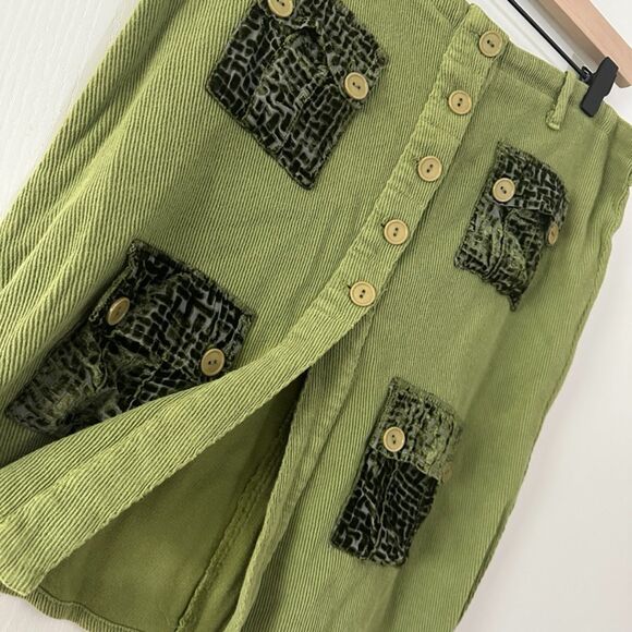 Rubber Ducky Productions Vintage Y2K 90s Women Large Corduroy Button Down Skirt - Picture 2 of 4